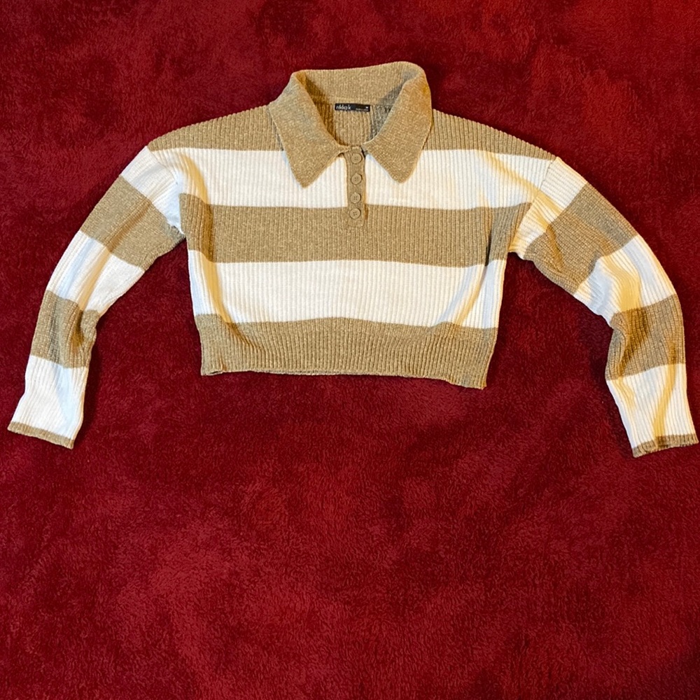 Striped Cropped Sweater, Size M